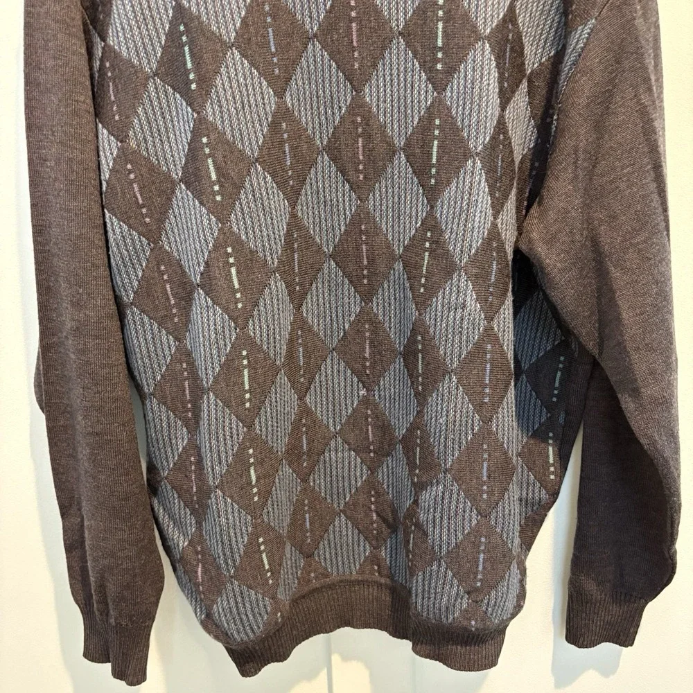 Vintage St. Croix Sweater XL Colorful Textured Knit Wool Blend USA 90s Geometric